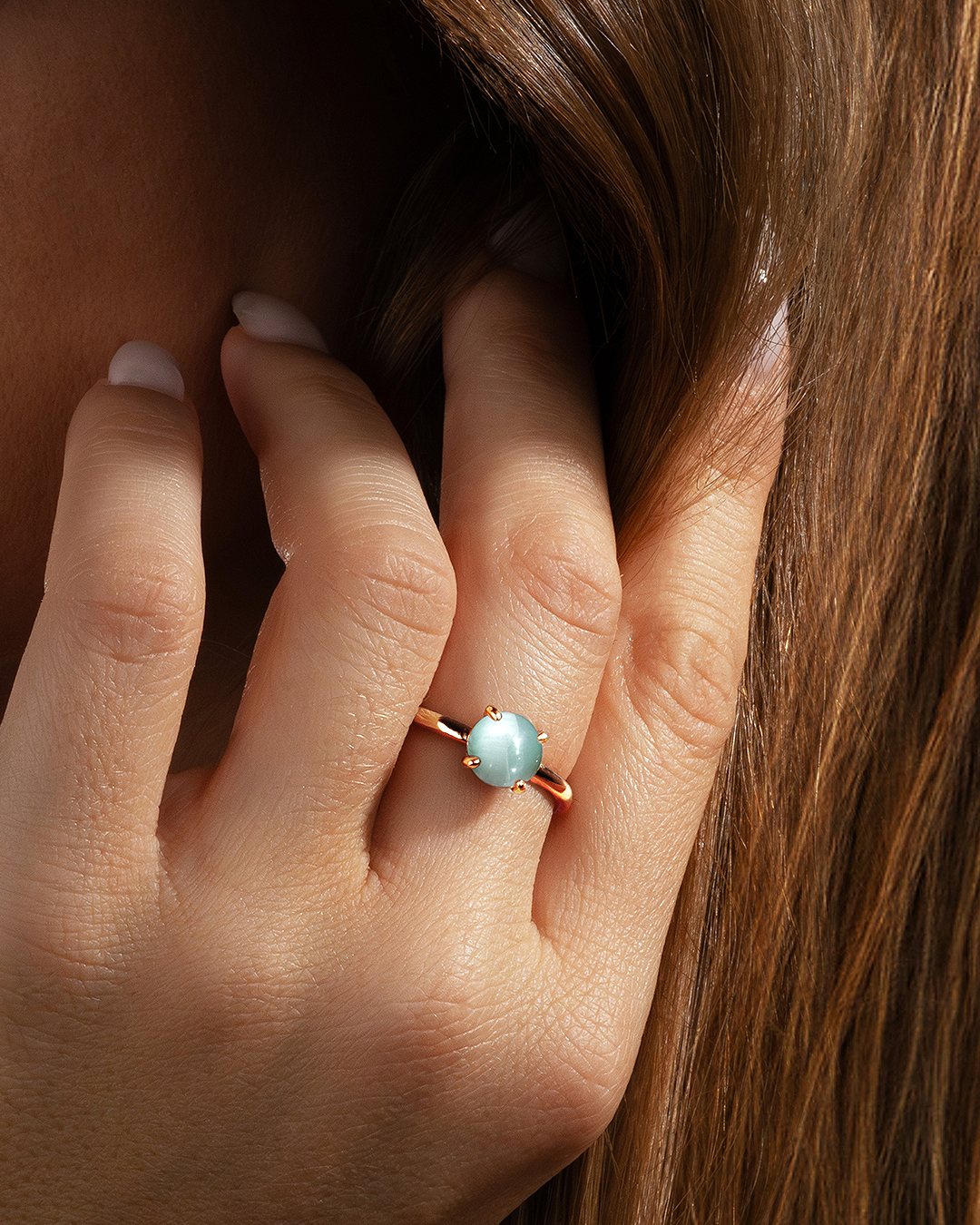 Bague Pierre de lune verte Ponzia