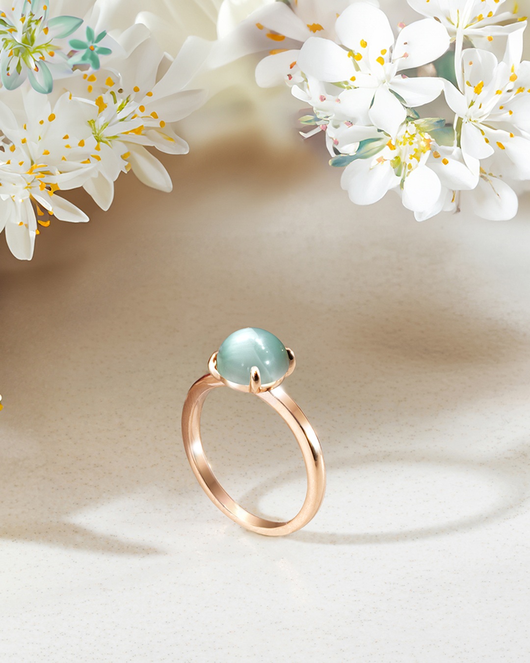 Packshot Bague Pierre de lune verte Ponzia