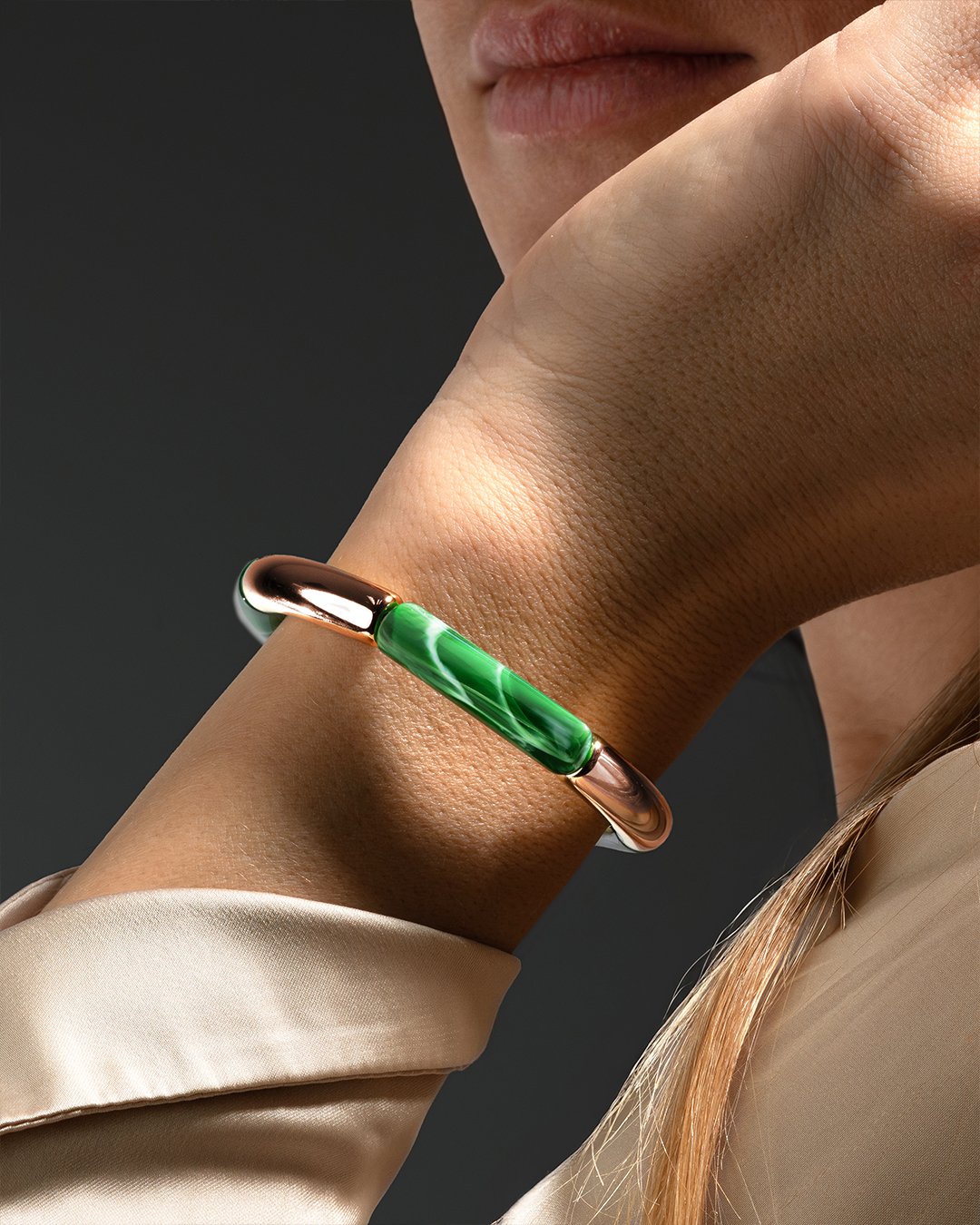 Bracelet Acétate Vert céladon marbré Savio