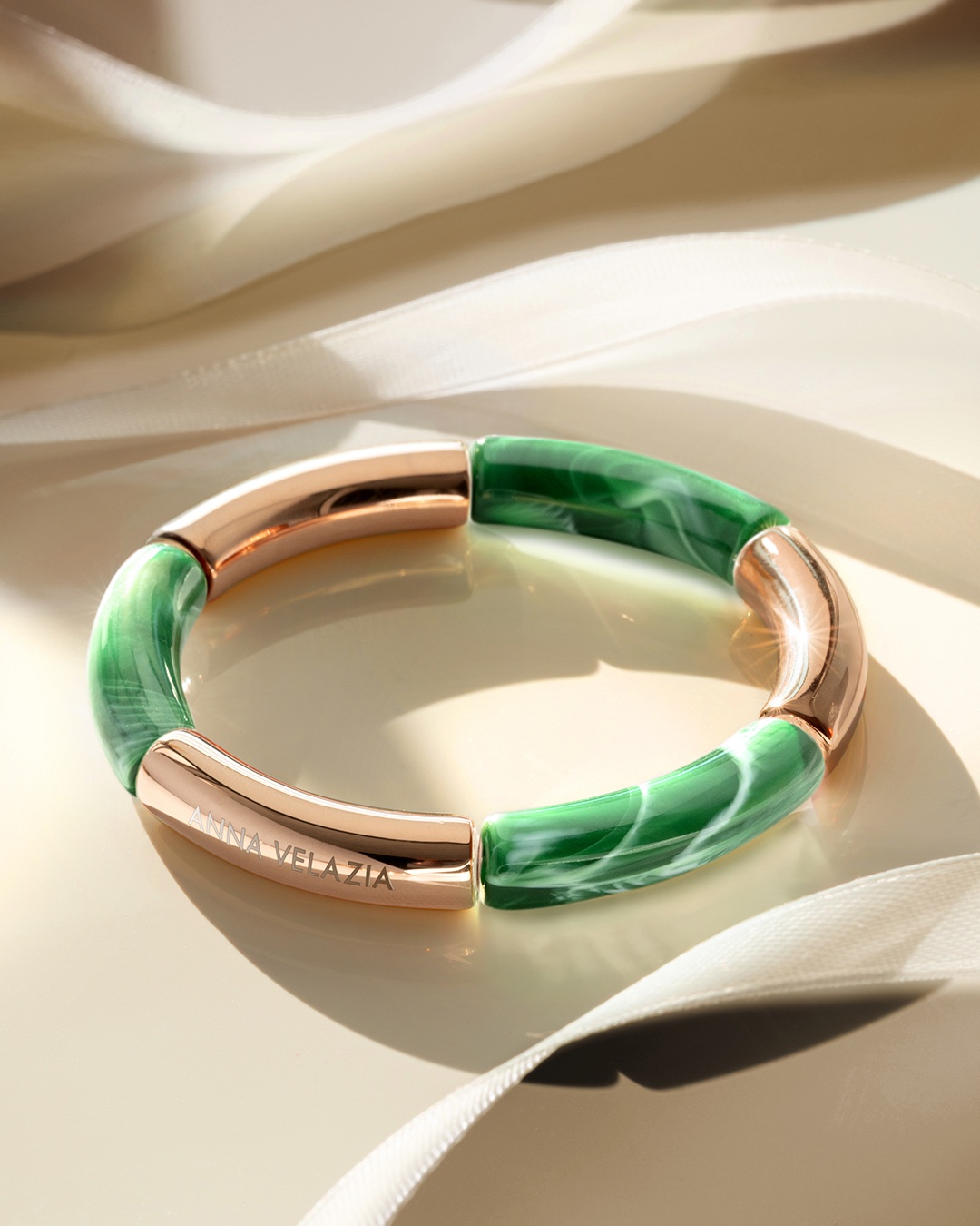Packshot Bracelet Acétate Vert céladon marbré Savio