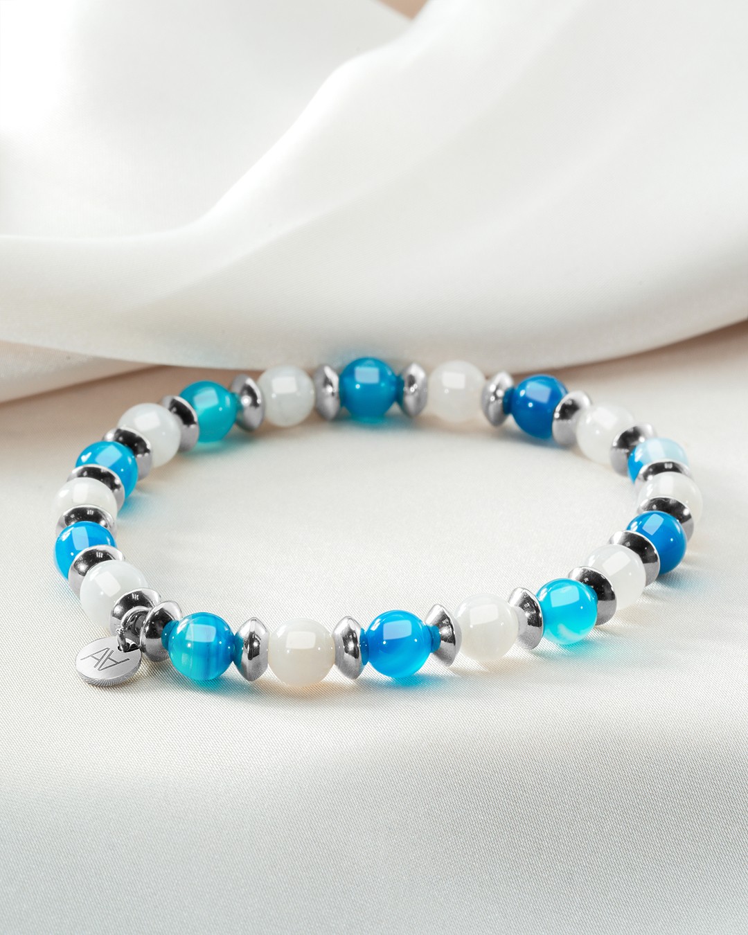 Packshot Bracelet Pierre de lune et Agate bleueApaisement Emotionnel