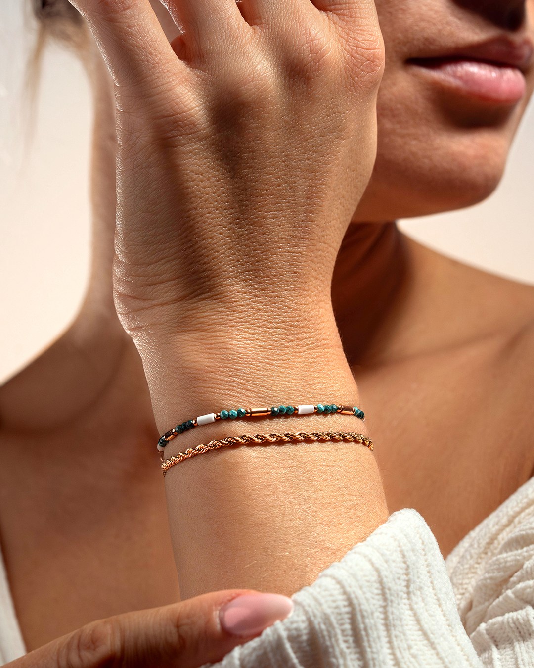 Bracelet Turquoise et Marbre blanc  Bosalina