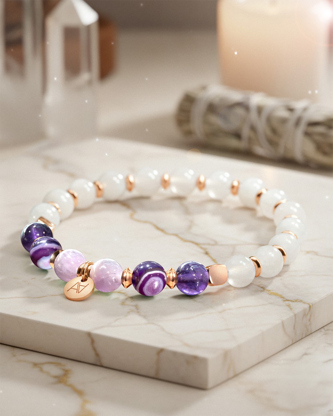 Packshot Bracelet Lithothérapie Chakras couronne