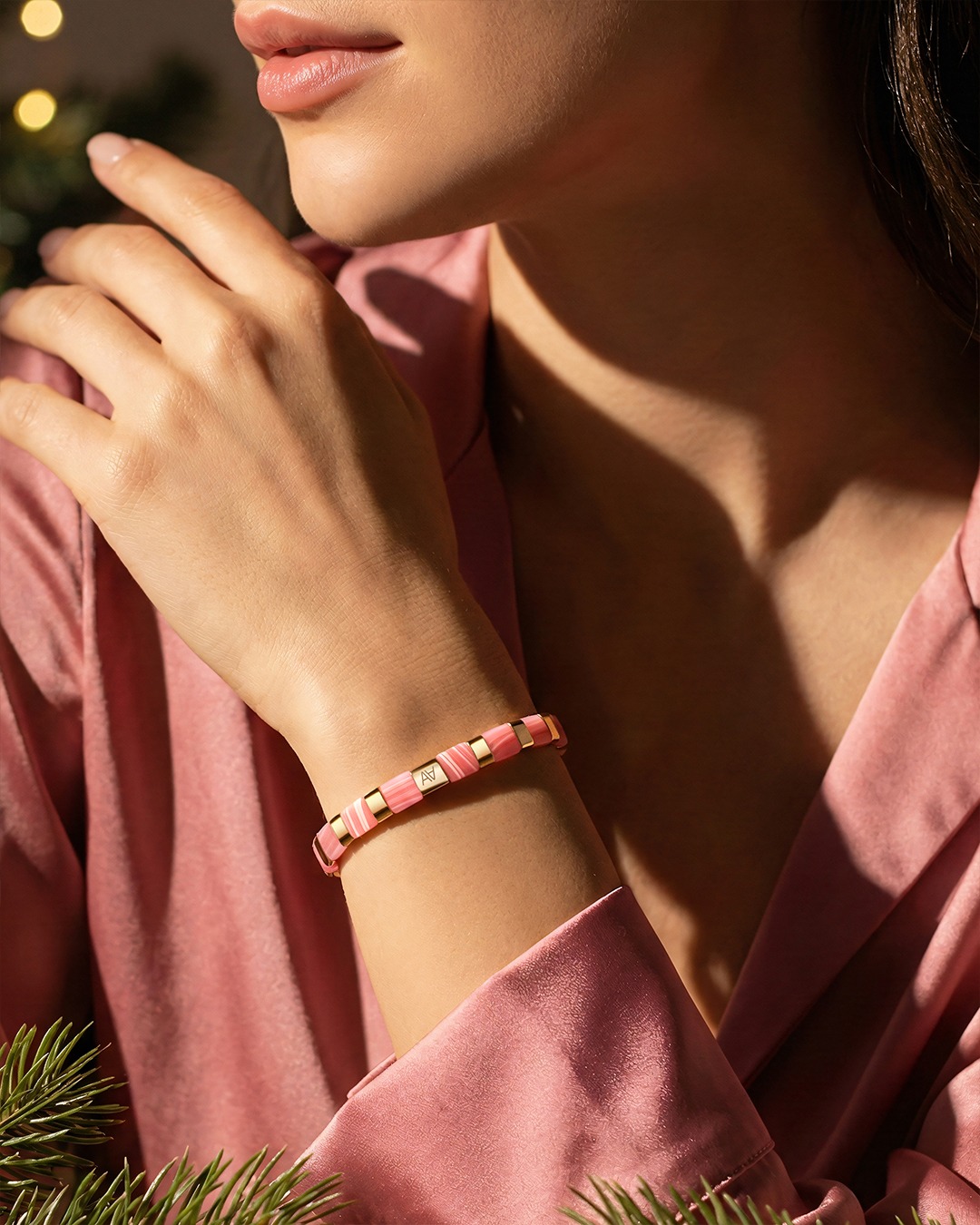 Bracelet Calcédoine rose synthétique Corciano