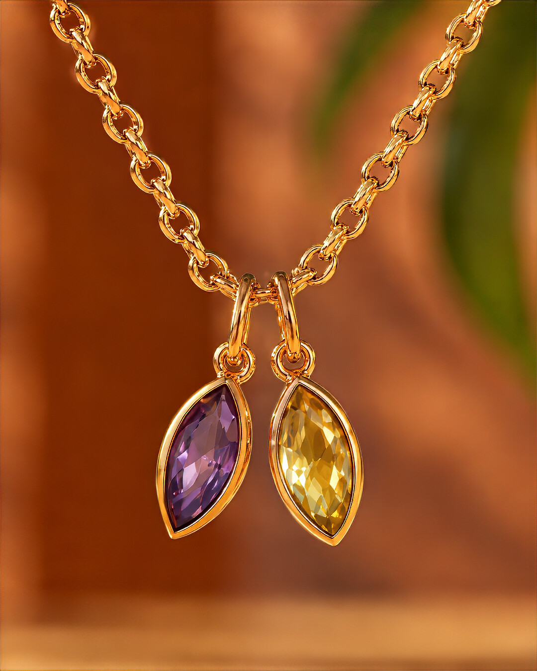 Pendentif Zircon violet et jaune Vallorosa