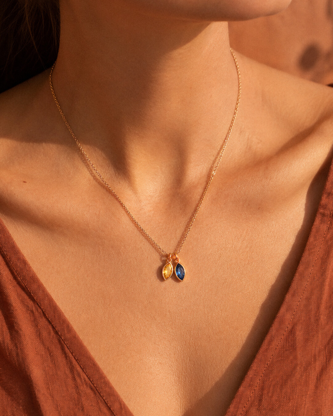 Pendentif Zircon jaune et bleu Cefalmare