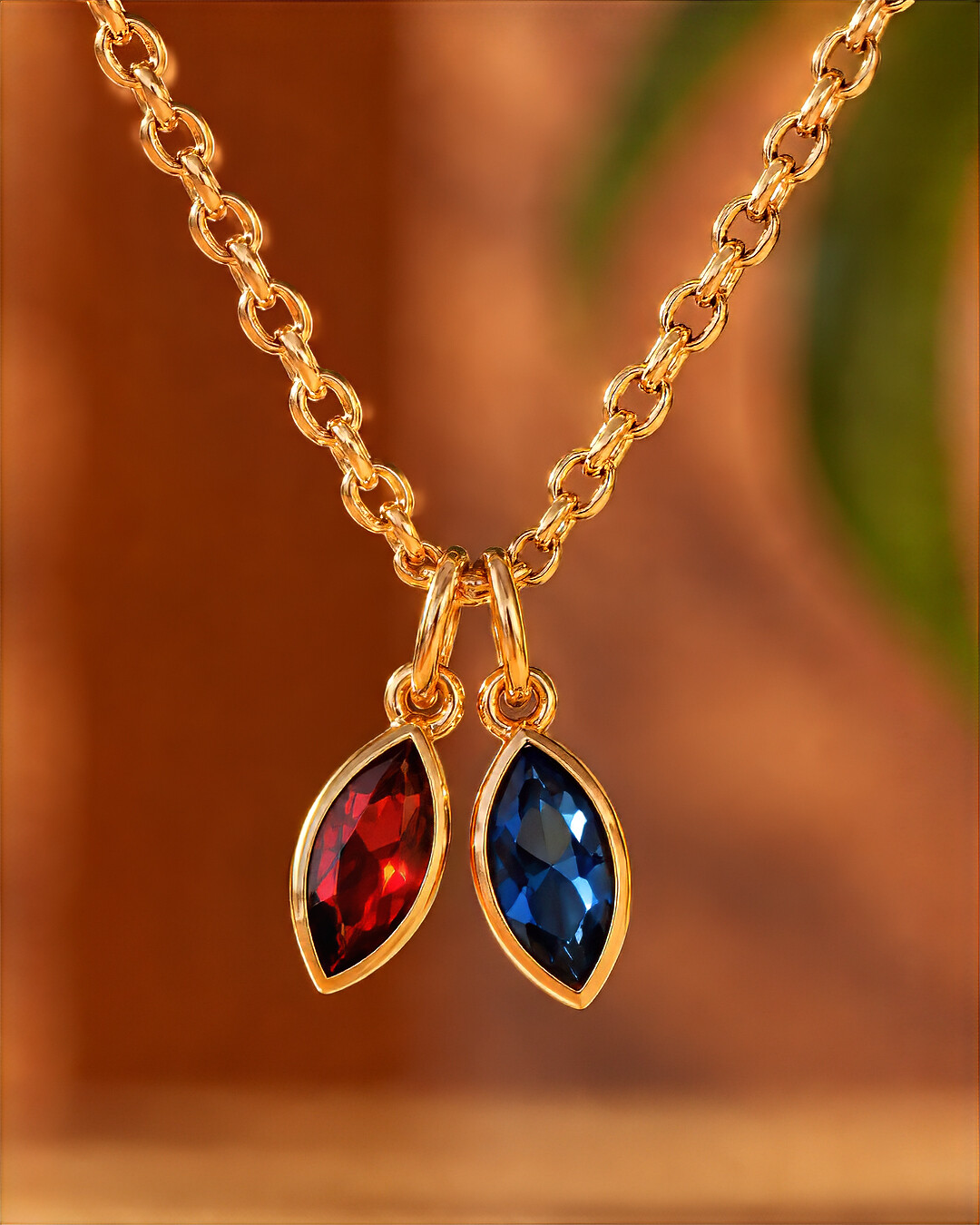 Pendentif Zircon rouge et bleu Monteblù