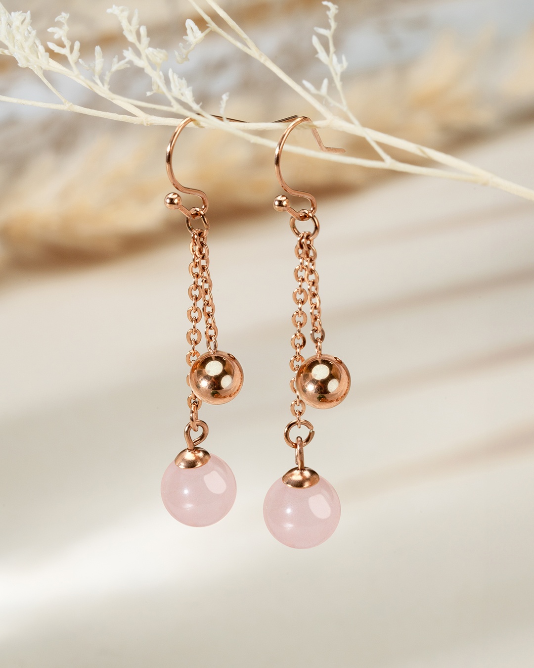 Packshot Boucle d'oreilles Quartz rose Comissi