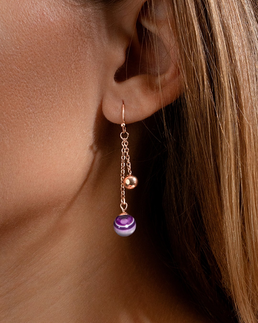 Boucle d'oreilles Agate violette  Calizzoni 